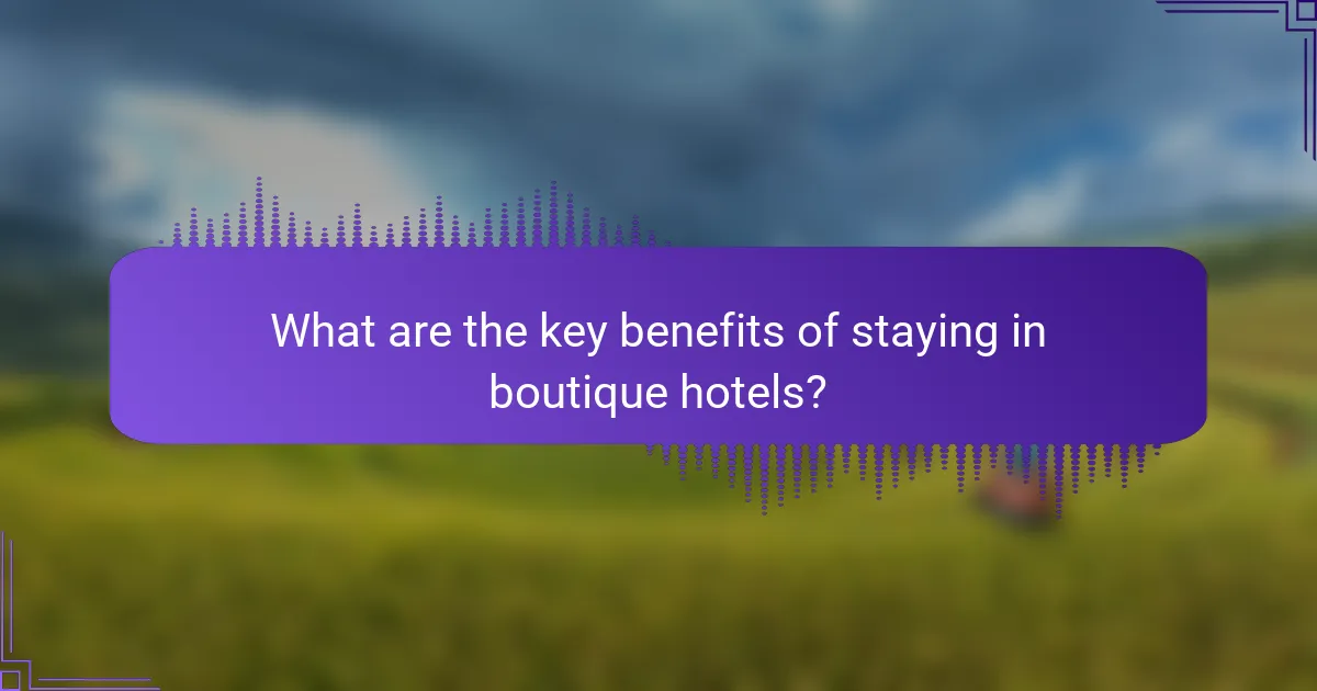 What are the key benefits of staying in boutique hotels?