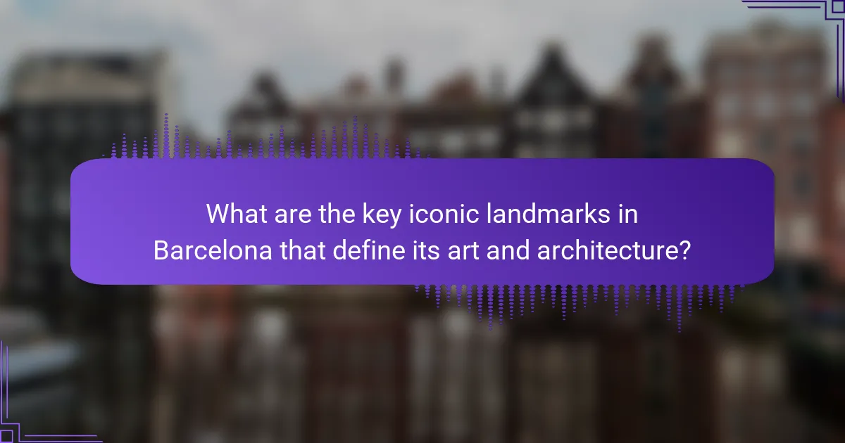What are the key iconic landmarks in Barcelona that define its art and architecture?