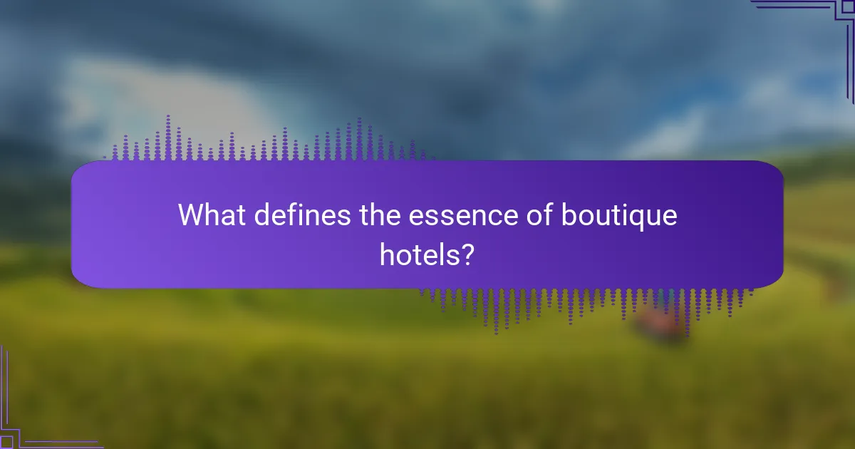 What defines the essence of boutique hotels?