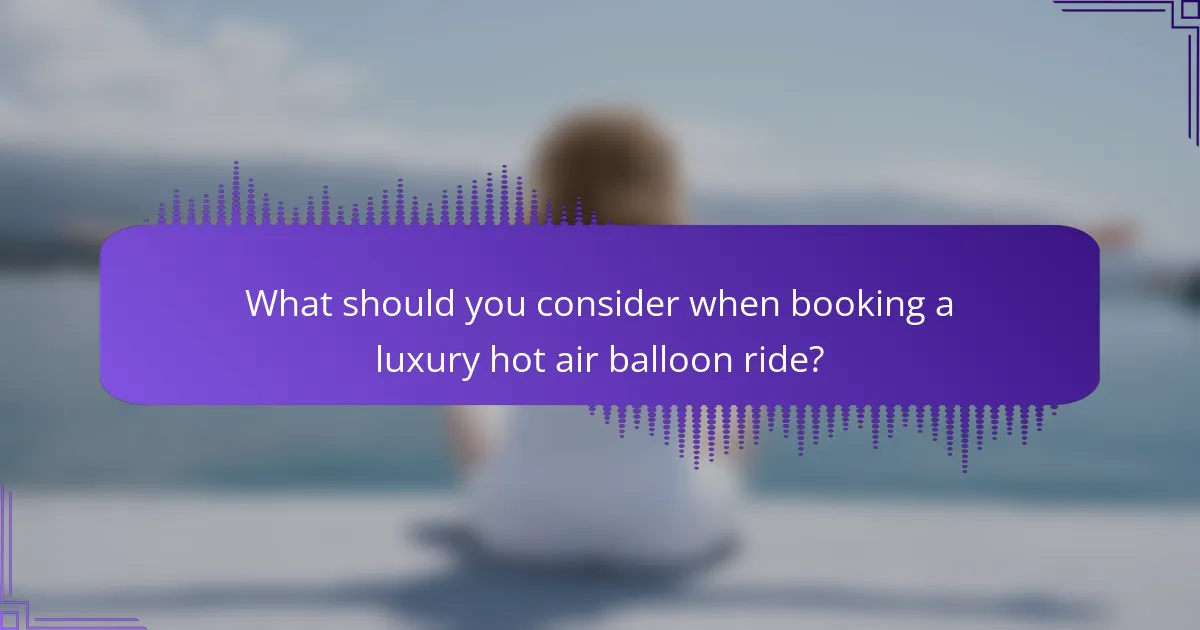 What should you consider when booking a luxury hot air balloon ride?