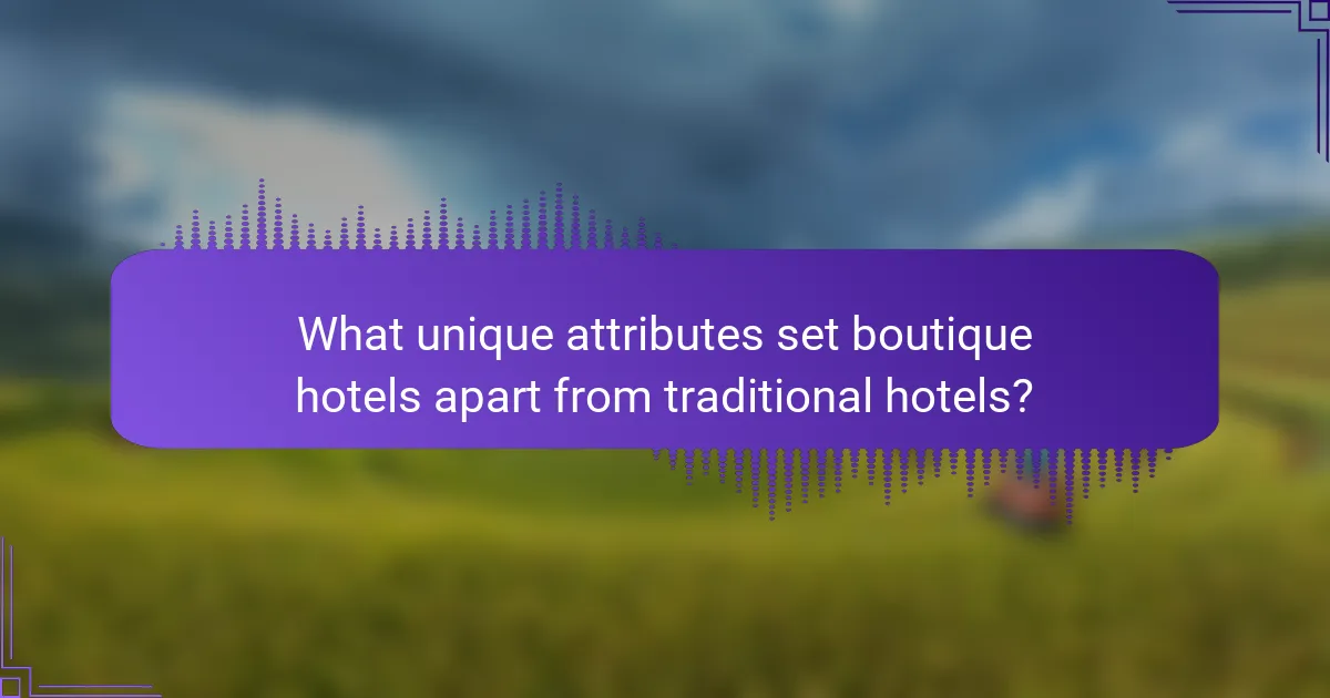 What unique attributes set boutique hotels apart from traditional hotels?